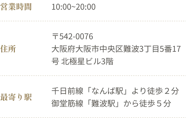営業時間と住所
